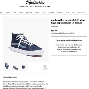 Madewell x Vans sk8-hi high-top denim sneakers